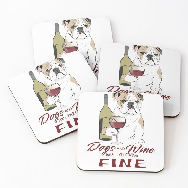 Artikelvorschau, Hunde und Wein machen alles gut Englische Bulldogge entworfen und verkauft von GoodyPaws.