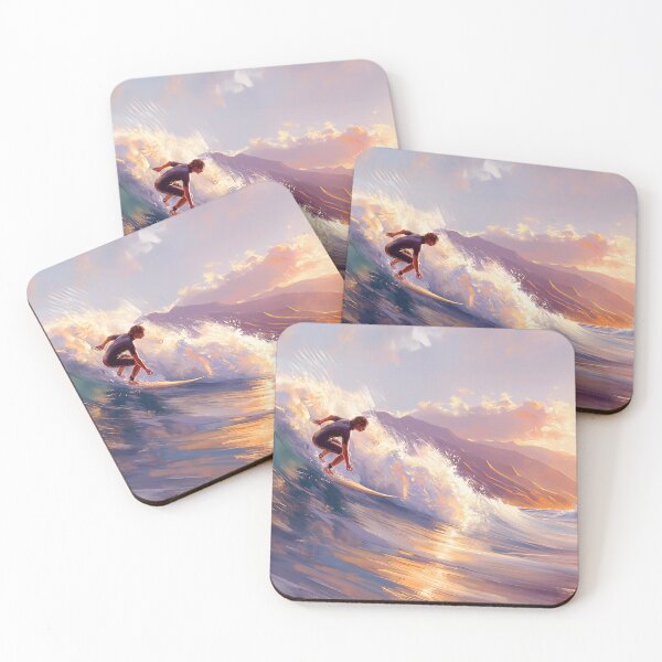 Item preview, Sunset Surf Glory - A Surfer's Golden Hour Ride designed and sold by Tsurfinculture.