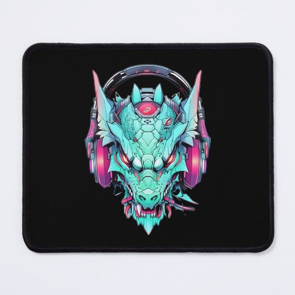 Item preview, CyberDragon - Futuristic Cyberpunk Dragon With Headphones and Visor in a Vibrant Digital Illustration designed and sold by Reichcorp.