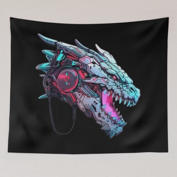 Item preview, CyberDragon - Futuristic Cyberpunk Dragon With Headphones and Visor in a Vibrant Digital Illustration designed and sold by Reichcorp.
