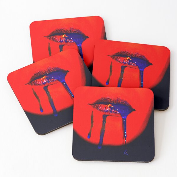 Item preview, Abstract photography sensual mouth blue red face designed and sold by Carré Comme Orange.