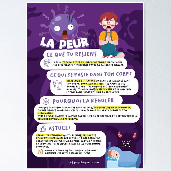 Item preview, Poster: Emotions explained to children - fear designed and sold by psychopascouac.