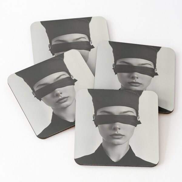 Item preview,  Blindfolded Woman in Black Attire Art Print designed and sold by Retrocranio.