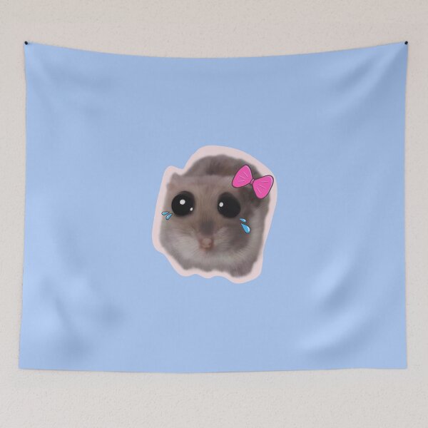 Item preview, sad hamster with big eyes and a pink bow designed and sold by GosiaArtGarden.
