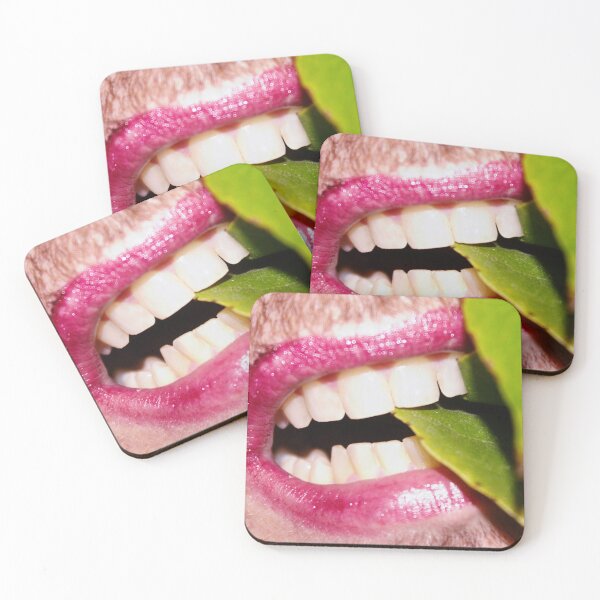Item preview, Close-up mouth photography biting foliage designed and sold by Carré Comme Orange.