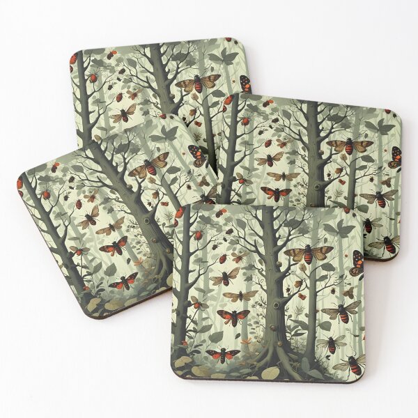 Item preview, Stylized insects in the forest designed and sold by nwadsley.