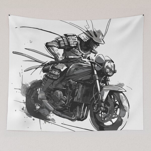 Item preview, Samurai on Motorcycle: Traditional meets Modern designed and sold by BNCH44.
