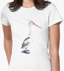 Crazy Pelly! - A Pelican illustration Women's Fitted T-Shirt