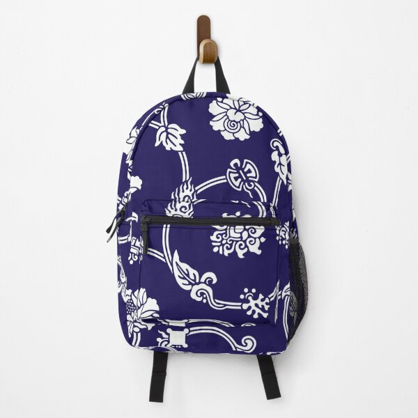 Item preview, Flower, Leaf, Branch, and Ancient Coin Pattern On Blue BackGround designed and sold by xiao xuans.