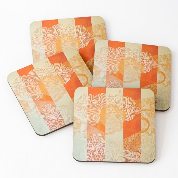 Item preview, Kimono fabric orange and cream designed and sold by Meeheemaha.