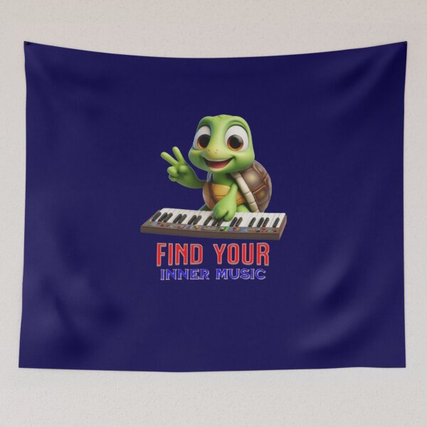Item preview, Find your inner music. Turtle playing an electronic piano and making the peace sign. designed and sold by I-love-music.