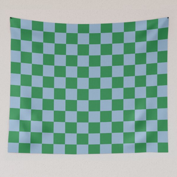 Item preview, Checkered Checkerboard Check Pattern in Green and Light Blue designed and sold by kierkegaard.