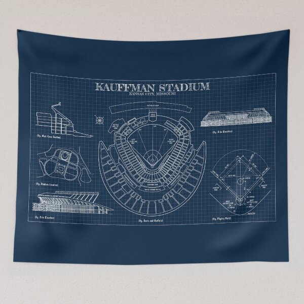 Aperçu de l'œuvre Kauffman Stadium (Navy Blueprint) créée et vendue par BGALAXY.