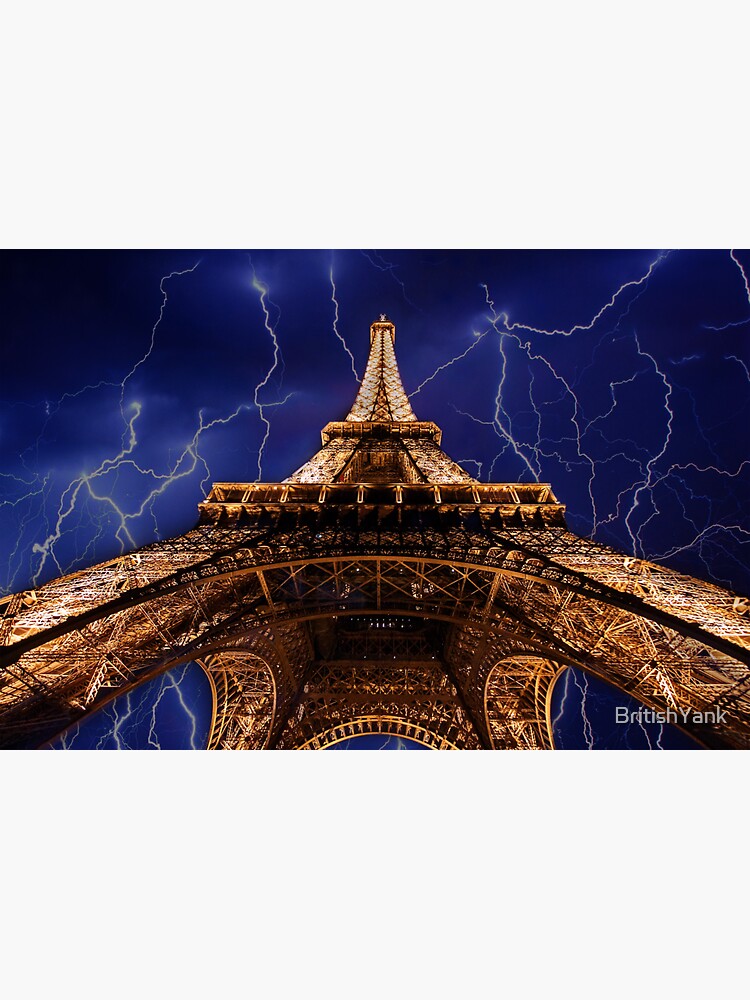 "Eiffel Tower Hit by Lightning" Sticker for Sale by BritishYank Redbubble