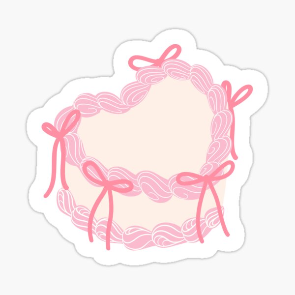 Item preview, Coquette heart shaped pink cake with bows designed and sold by Mypinkplanet.