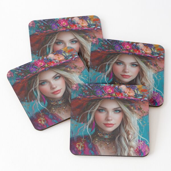 Item preview, Woman with floral hat in artistic style designed and sold by Artessie.