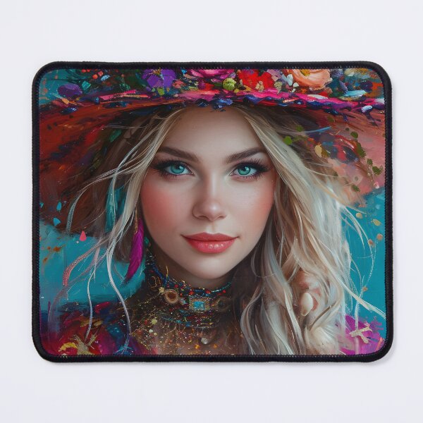 Item preview, Woman with floral hat in artistic style designed and sold by Artessie.
