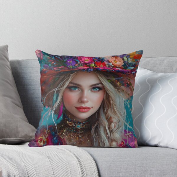 Item preview, Woman with floral hat in artistic style designed and sold by Artessie.