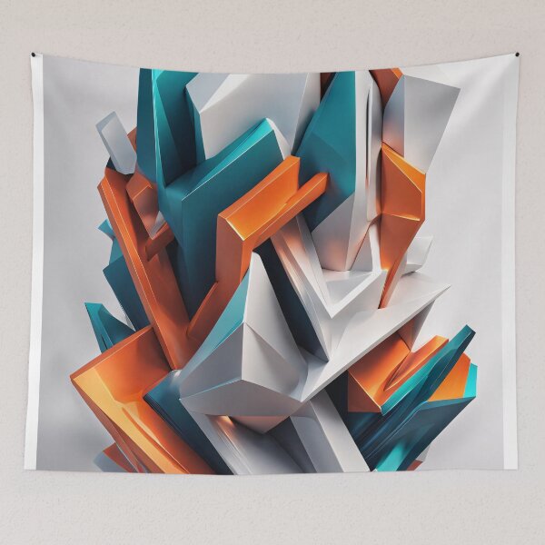Item preview, Abstract Shape, Art Blue Turquoise Orange White designed and sold by Salimgor Hangaround Music.