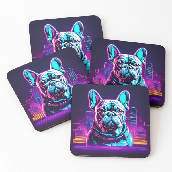 Item preview, 80's SYNTHWAVE FRENCH BULLDOG designed and sold by RETROSTORE4YOU.
