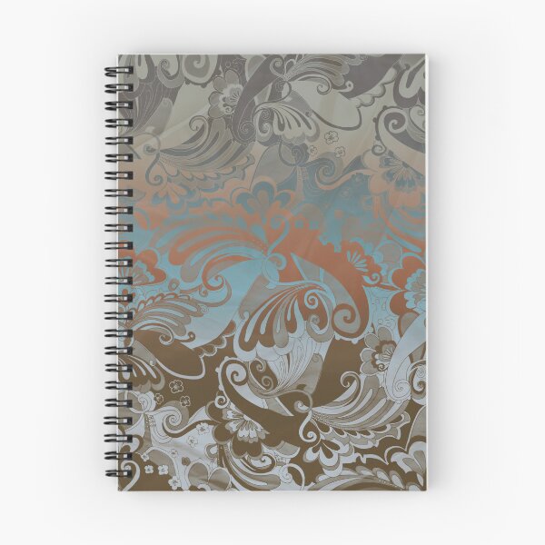 Item preview, Chunky Paisley Floral Blue-Green Burnt Orange Tan Brown Ombre designed and sold by jocelynsart.