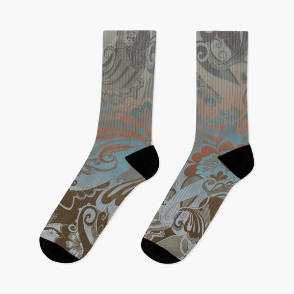 Artikelvorschau, Chunky Paisley Floral Blau-Grün Gebranntes Orange Hellbraun Ombre entworfen und verkauft von jocelynsart.