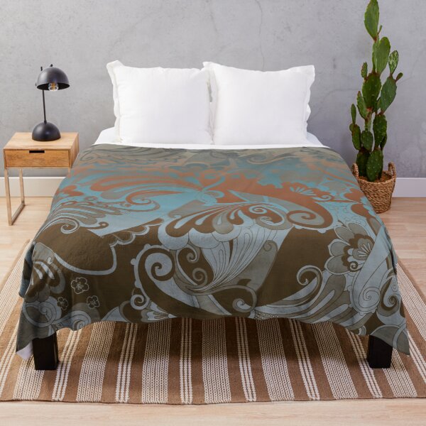 Artikelvorschau, Chunky Paisley Floral Blau-Grün Gebranntes Orange Hellbraun Ombre entworfen und verkauft von jocelynsart.