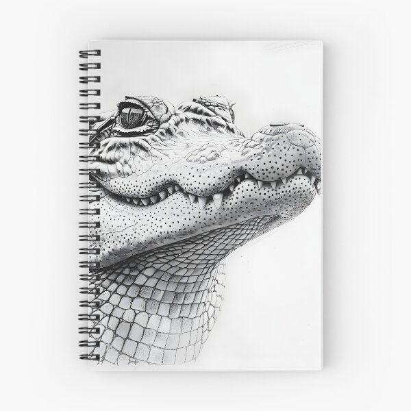 Artikelvorschau, Schwarz-weiße Krokodilzeichnung entworfen und verkauft von Pencil-Art.
