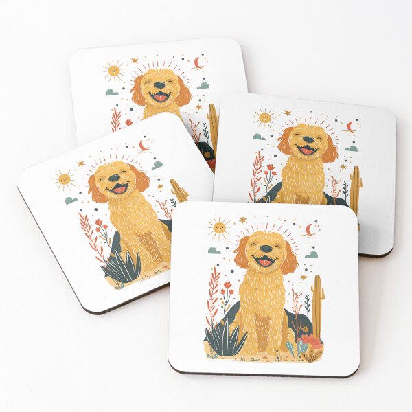 Item preview, Happy GoldenDoodle in the desert designed and sold by RetroPrints.