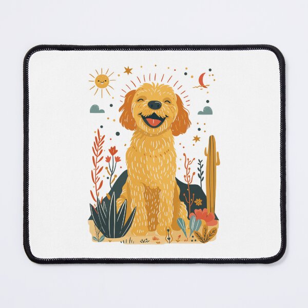 Item preview, Happy GoldenDoodle in the desert designed and sold by RetroPrints.