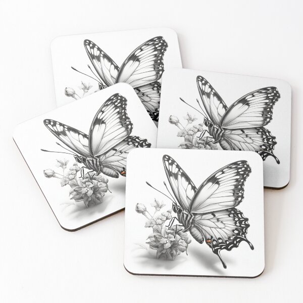 Item preview, Black and white monarch butterfly pencil drawing designed and sold by Pencil-Art.