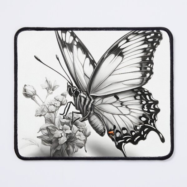 Item preview, Black and white monarch butterfly pencil drawing designed and sold by Pencil-Art.