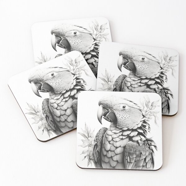 Item preview, Black and white Parrot pencil drawing designed and sold by Pencil-Art.