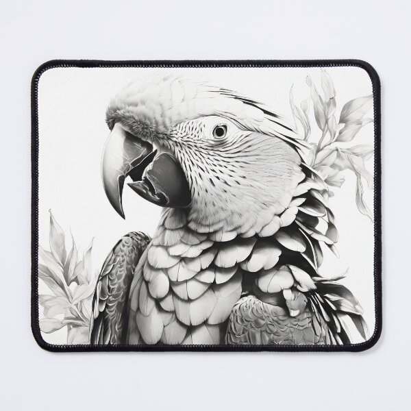 Item preview, Black and white Parrot pencil drawing designed and sold by Pencil-Art.