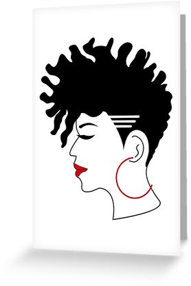 Black Woman Mohawk Frohawk Tapered Shaved Sites Greeting Card By Blackartmatters
