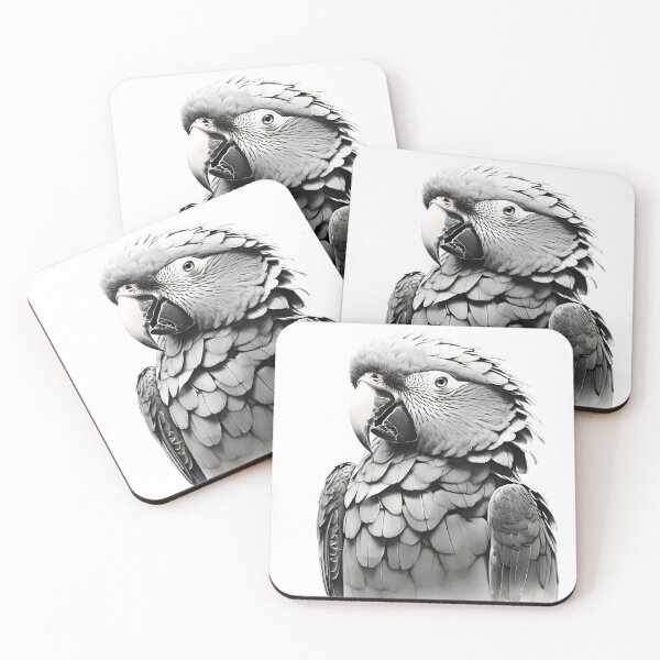 Item preview, Black and white Parrot pencil drawing designed and sold by Pencil-Art.