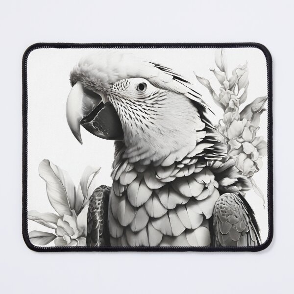 Item preview, Black and white Parrot pencil drawing designed and sold by Pencil-Art.