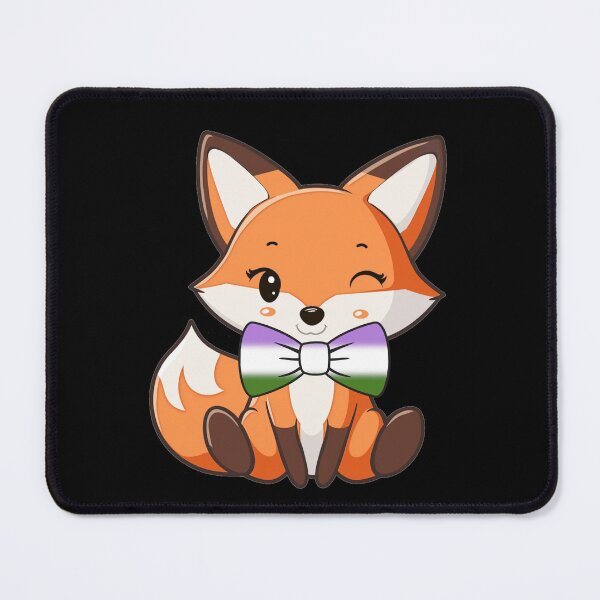 Item preview, Cute Red Fox with Genderqueer Pride Flag Bowtie, Subtle Foxy Kawaii Genderqueer Pride Design designed and sold by Travelslightly.