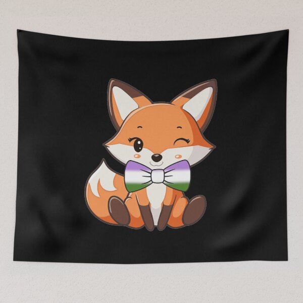 Item preview, Cute Red Fox with Genderqueer Pride Flag Bowtie, Subtle Foxy Kawaii Genderqueer Pride Design  designed and sold by Travelslightly.