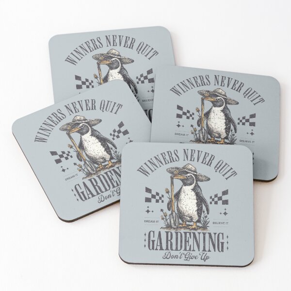 Item preview, Penguin Gardening Winners Never Quit Dont Give Up designed and sold by RR-Arts.