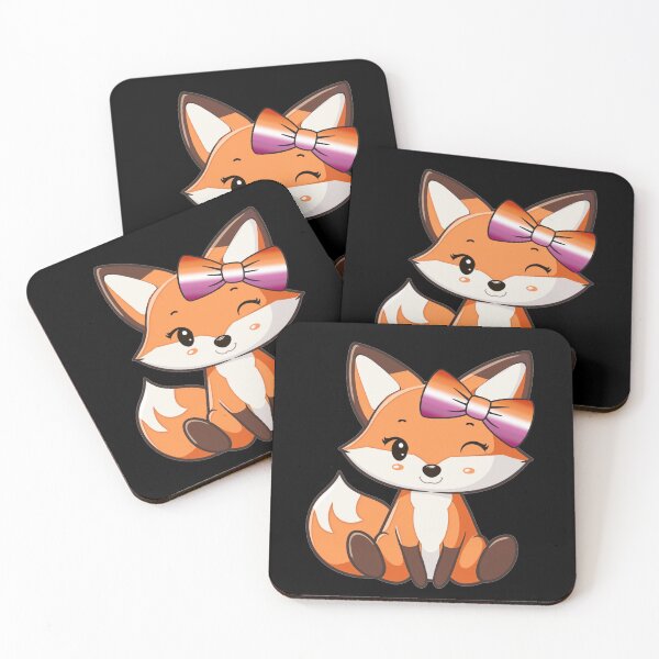 Item preview, Cute Red Fox with Lesbian Pride Flag Bow, Subtle Foxy Kawaii Lesbian Pride Design  designed and sold by Travelslightly.