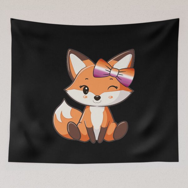 Item preview, Cute Red Fox with Lesbian Pride Flag Bow, Subtle Foxy Kawaii Lesbian Pride Design  designed and sold by Travelslightly.