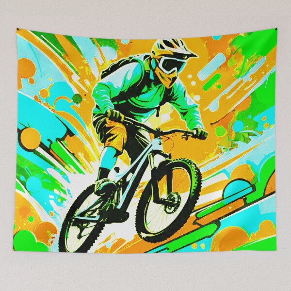 Item preview, Sunny Trails: Bold Yellow MTB Adventure designed and sold by GrizzlyCollective.
