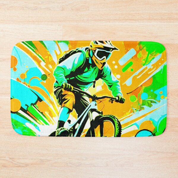 Item preview, Sunny Trails: Bold Yellow MTB Adventure designed and sold by GrizzlyCollective.