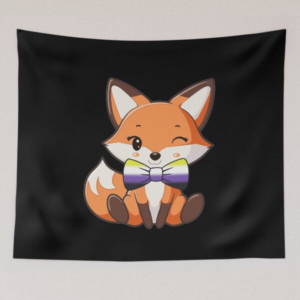 Item preview, Cute Red Fox with Nonbinary Pride Flag Bowtie, Subtle Foxy Kawaii Enby Pride Design  designed and sold by Travelslightly.