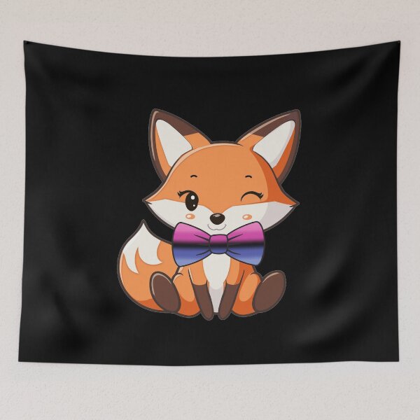 Item preview, Cute Red Fox with Omnisexual Pride Flag Bowtie, Subtle Foxy Kawaii Omni Pride Design  designed and sold by Travelslightly.