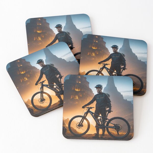 Item preview, Nighttime Adventure: MTB Rider and Landmark Illuminated designed and sold by GrizzlyCollective.