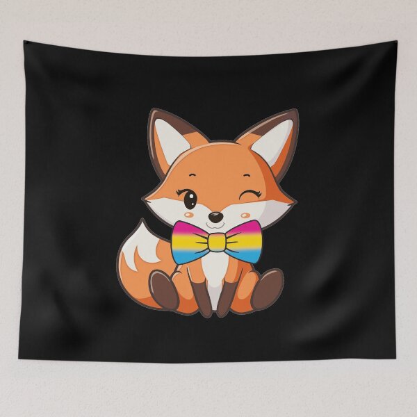 Item preview, Cute Red Fox with Pansexual Pride Flag Bowtie, Subtle Foxy Kawaii Pan Pride Design  designed and sold by Travelslightly.