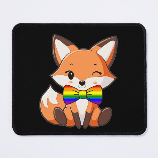 Item preview, Cute Red Fox with LGBTQIA Rainbow Pride Flag Bowtie, Subtle Foxy Kawaii Rainbow Pride Design designed and sold by Travelslightly.