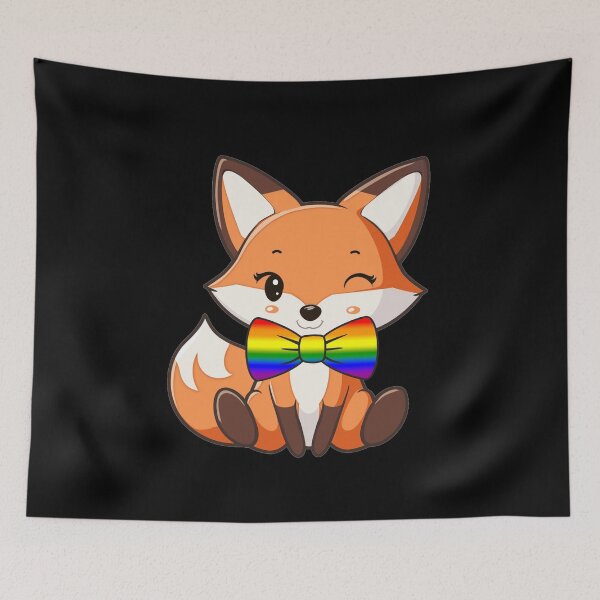 Item preview, Cute Red Fox with LGBTQIA Rainbow Pride Flag Bowtie, Subtle Foxy Kawaii Rainbow Pride Design  designed and sold by Travelslightly.